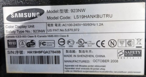 No 22 - Samsung SyncMaster 923mw Monitor 19''